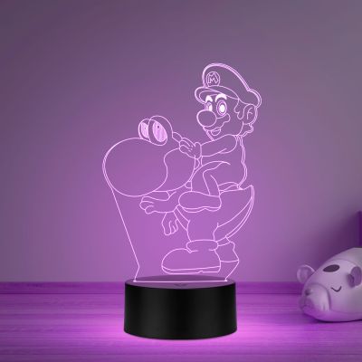 3D Illusion Mario Cartoon Night Lamp with Multicolored Light Best Gift for Children Girls Boys Gift for Cartoon Lover